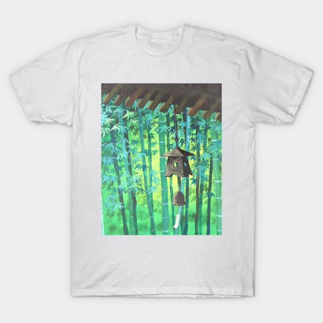 Meditation Zen Japanese Garden Wind Chime Bamboo T-Shirt by Tina